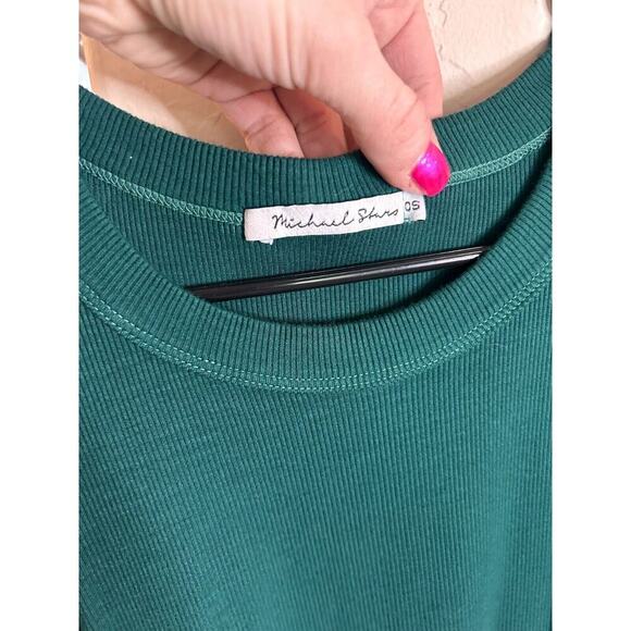 Michael Stars Andrea Pleat Sleeve Rib Top OS MSRP $98 Emerald Green 💸BOGO🎉 - Picture 2 of 6